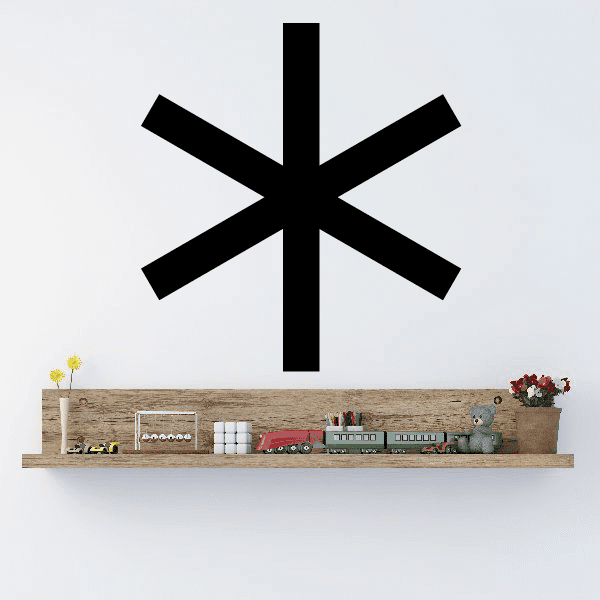 Sextile astrological symbol decal, black six-armed starburst shape