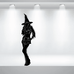 Witch silhouette wall decal with pointed hat and flirt pose