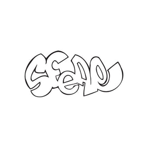 Graffiti decal with bold black outline lettering