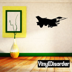 F-16 Fighting Falcon wall decal, black fighter jet silhouette
