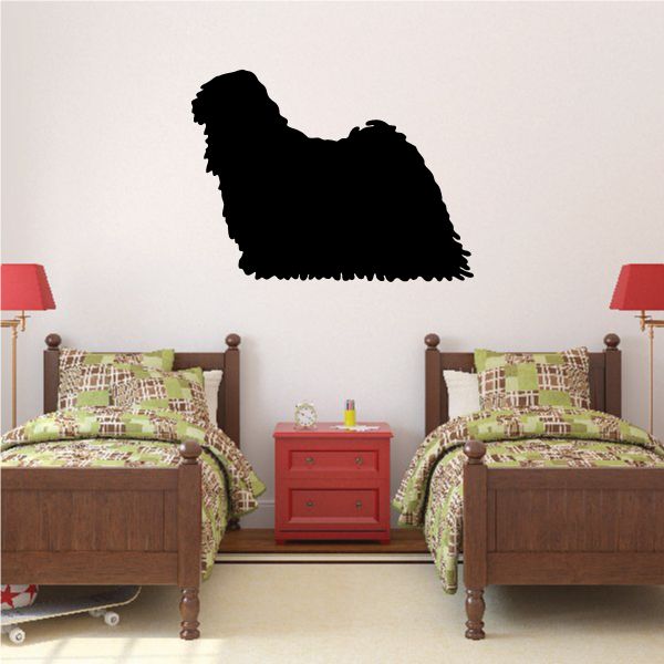 Black shaggy Hungarian Puli dog silhouette decal