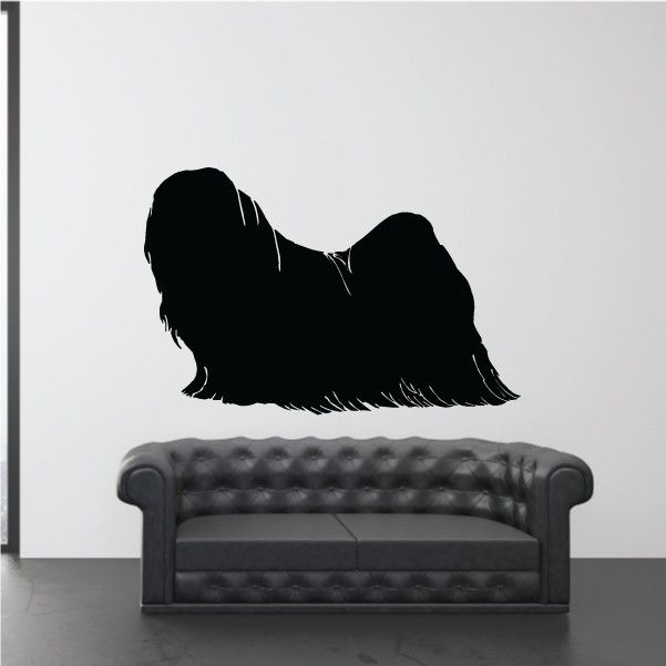 Shaggy Lhasa Apso dog decal in black silhouette