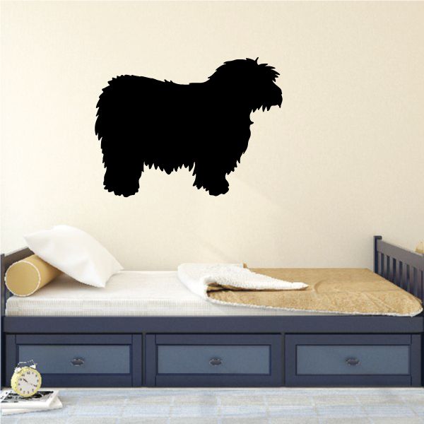 Shaggy Polish Lowland Sheepdog decal, black dog silhouette