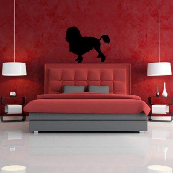 Shaggy poodle wall decal silhouette, black