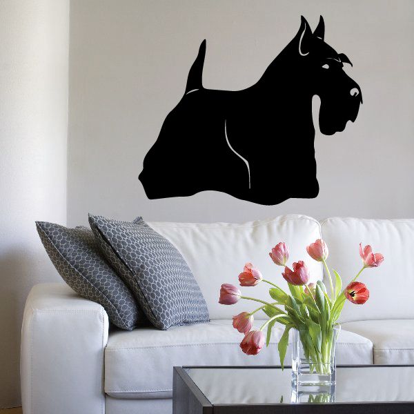 Black shaggy Scottish Terrier dog wall decal silhouette