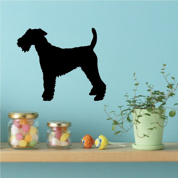 Shaggy Welsh Terrier decal with black dog silhouette