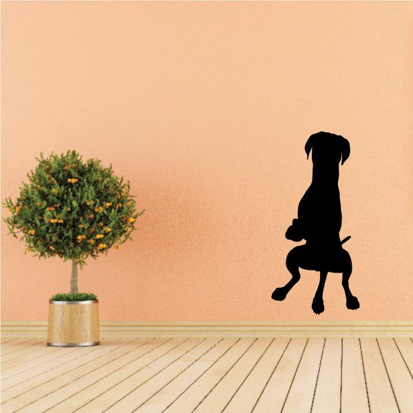 Black Great Dane handshake vinyl decal, standing dog silhouette with raised paw