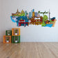 Shanghai skyline wall sticker with colorful buildings and Chinese text