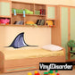 Shark fin wall sticker in dark blue and black with white outline