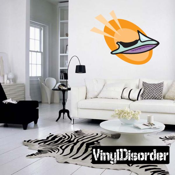 Shark jet ski decal featuring an orange circular logo with a black shark silhouette