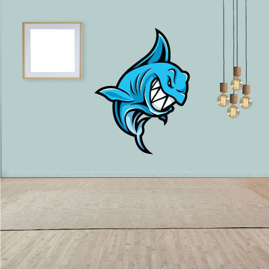Image of Shark Mascot Wall Decal - Vinyl Car Sticker - Uscolor006
