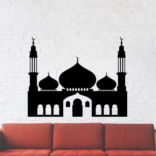 Sheikh Zayed Mosque decal with black mosque silhouette and minarets