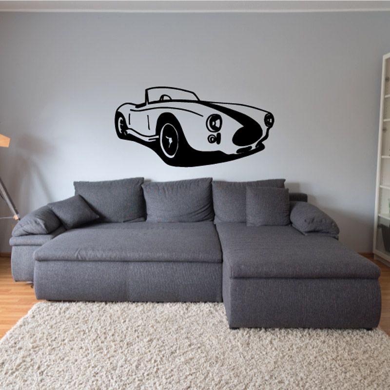 Shelby Cobra car decal featuring a classic white and black racing car.