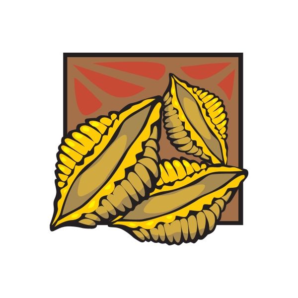 Rectangular shell pasta sticker with yellow and red pasta shell illustration