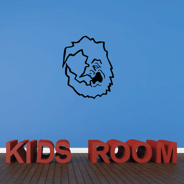 Bearded man face wall decal with circular outline and 'KIDS ROOM' text