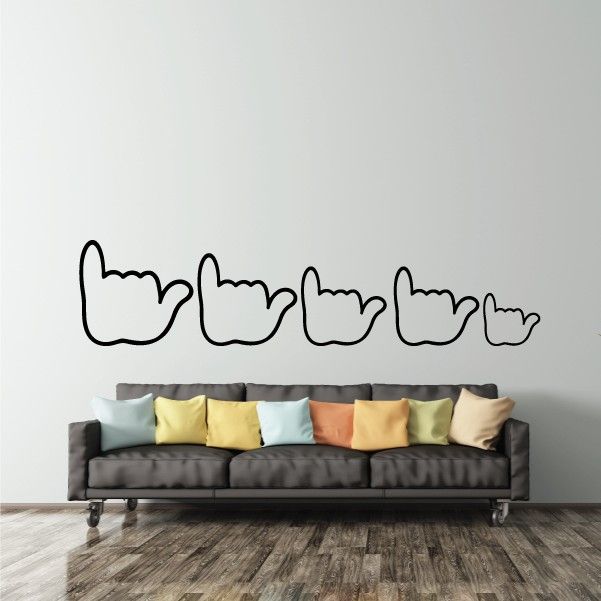 Heart outline wall decal set, black heart-letter design for walls.