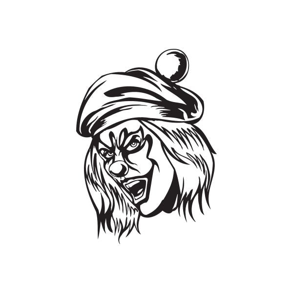 Golf hat decal featuring a shocked clown face in black line art