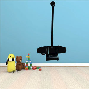 Black shoe buffer machine decal with tall handle and circular base