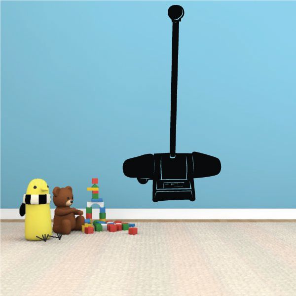 Black shoe buffer machine decal with tall handle and circular base