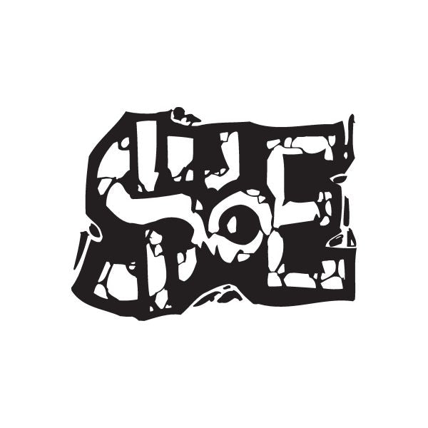 Graffiti-style shoe decal in black with skull and abstract shapes