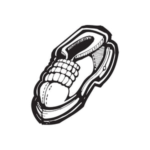 Shoe graffiti decal with black-and-white sneaker graphic and lace details