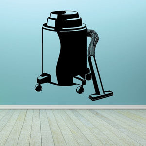 Vacuum cleaner wall decal with canister and hose