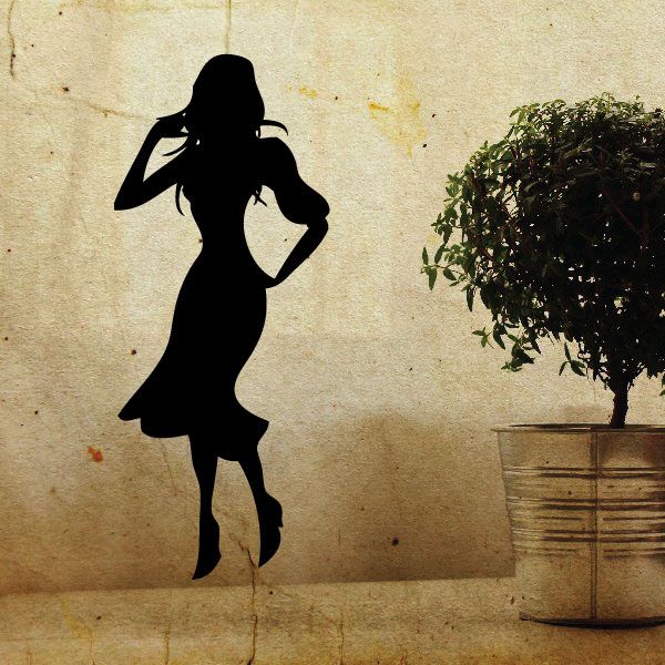 Image of Fashion Girl Posing in Dress Decal