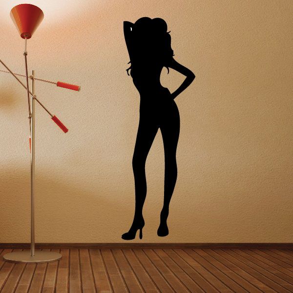 Black model pose decal of a woman standing with hands on hips