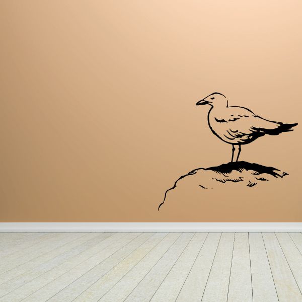 Image of Shore Bird Perched on Rock Decal