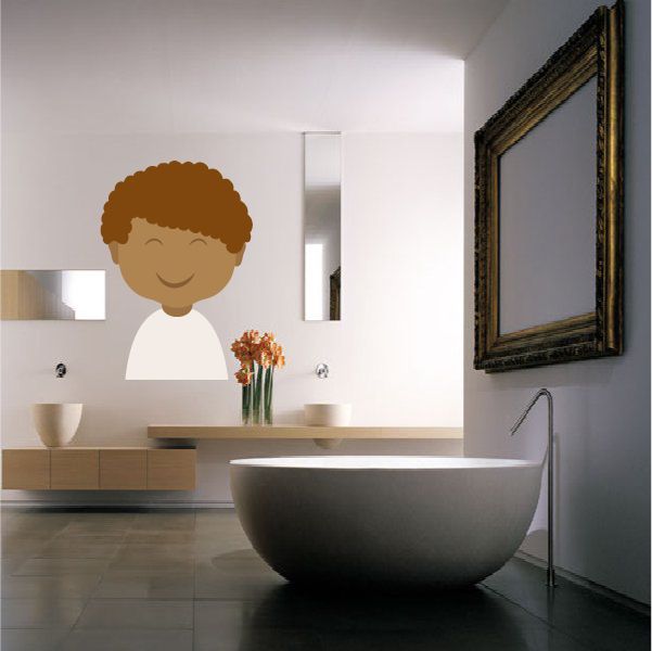 Girl sticker with curly brown hair and white top