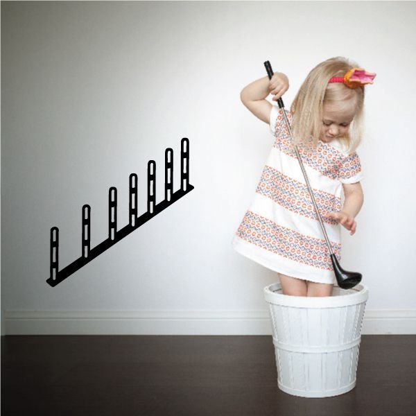 Black dog agility poles obstacle decal with multiple upright pole icons
