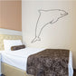 Short-nosed dusky dolphin wall decal with thin dark outline