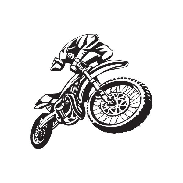 Dirt bike decal sticker with black-and-white racing motorcycle graphic