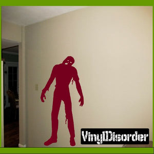 Red zombie decal with screaming mouth, standing full-body silhouette