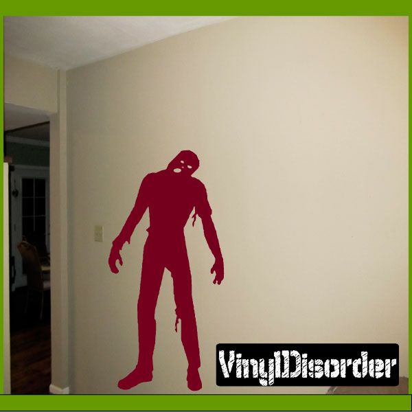 Red zombie decal with screaming mouth, standing full-body silhouette