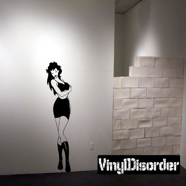 Black dancer silhouette wall decal, standing woman holding pose