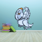 Sick dinosaur sticker, cartoon blue and white dinosaur with orange mark on head