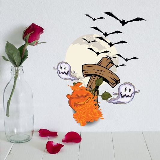 Image of Sick Pumpkin Scene Printed Die Cut Decal