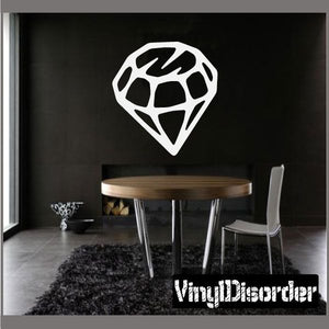 Diamond decal sticker with stylized jewel icon in white and black