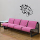 Leopard head decal in side profile, black and white spotted design.