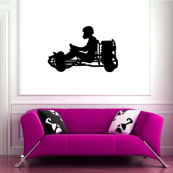 Black side-view go kart rider decal silhouette