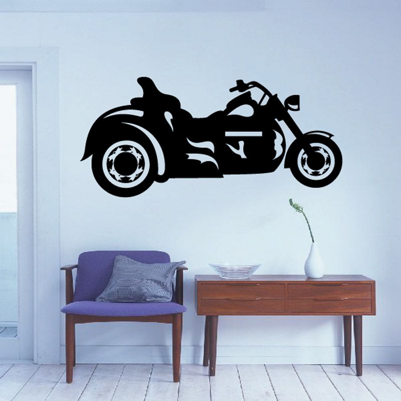 Black side-view trike wall decal with wheels and handlebars