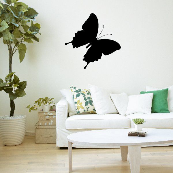 Image of Sideways Flying Tailed Wing Butterfly Silhoutte Decal