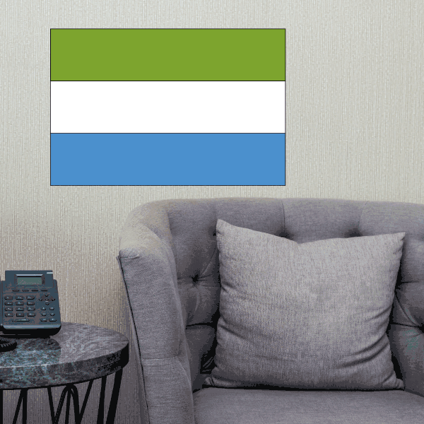 Sierra Leone flag sticker with green, white, and blue horizontal stripes