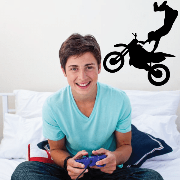Black dirt bike rider grab decal silhouette