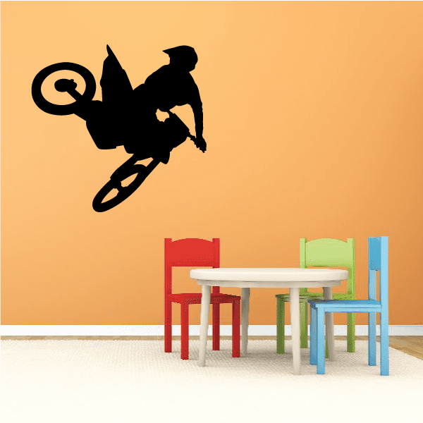 Black dirt bike rider side kick decal
