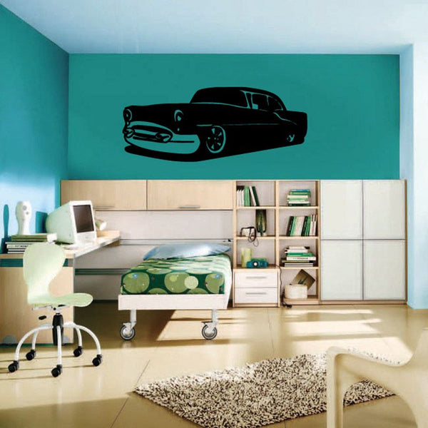 Classic 1956 Chevy Bel Air car decal, black silhouette on wall