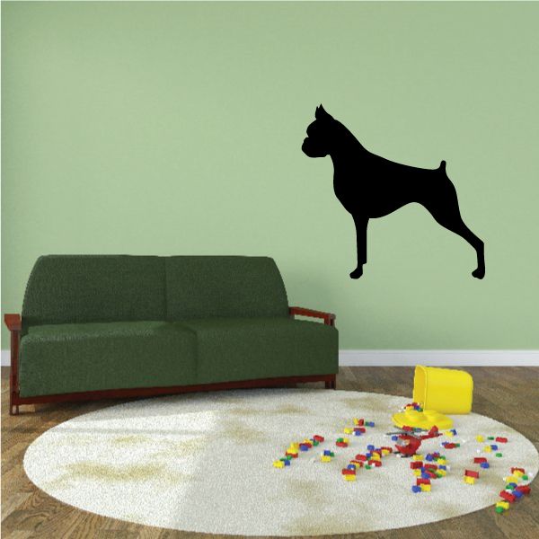 Dog decal silhouette of a standing boxer-style dog