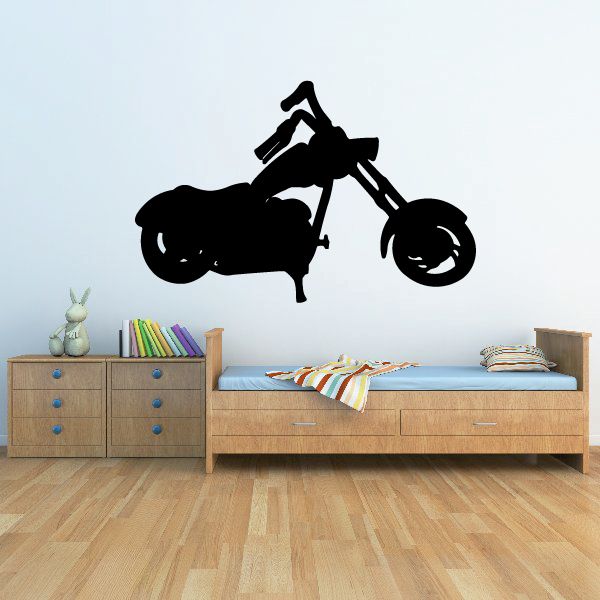 Motorcycle chopper wall decal, black silhouette