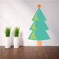 Green Christmas tree wall sticker with layered triangular branches and orange trunk